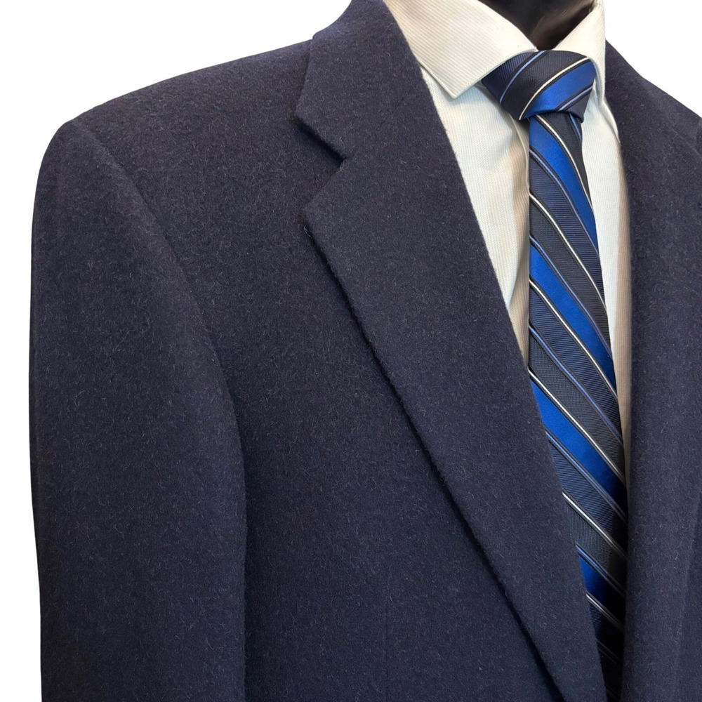VTG NAUTICA Navy Blue Camelhair Blazer 46L Sport Coat Old Money Quiet Luxury NEW